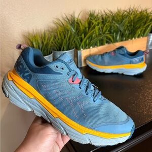 Hoka Blue and Yellow Running Shoes